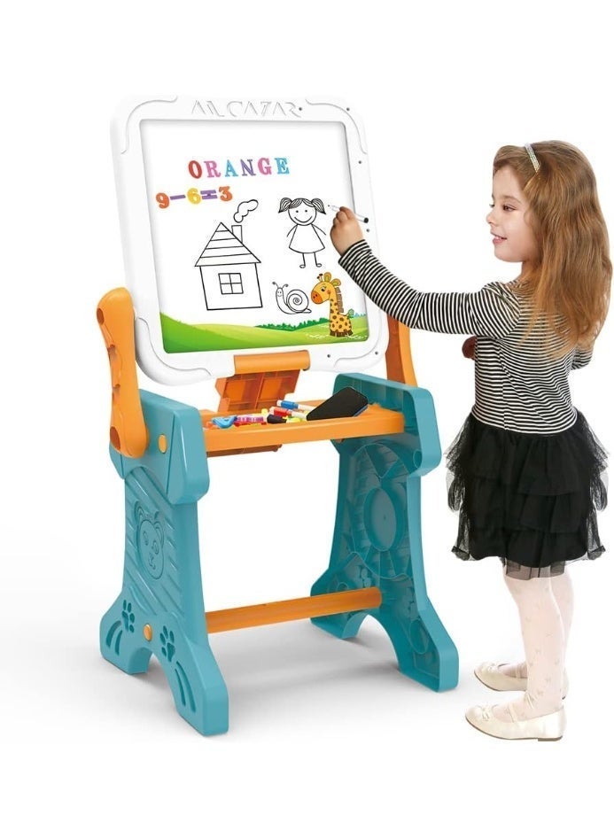 2-in-1 Kids Educational Table with Dual-Sided Drawing Board  Whiteboard and Chalkboard  Activity Table for Creativity, Learning Letters and Numbers Easy No-Screw Assembly  Suitable for Children Ages 3 and Up - Image 2